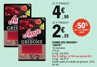 Promotion Exclusives de 1
Viande des grisons : Découvrez l'Offre incontournable
