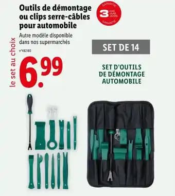Outils de démontage ou clips serre-câbles pour automobile