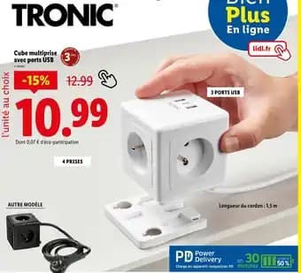 TRONIC Cube multiprise avec ports USB