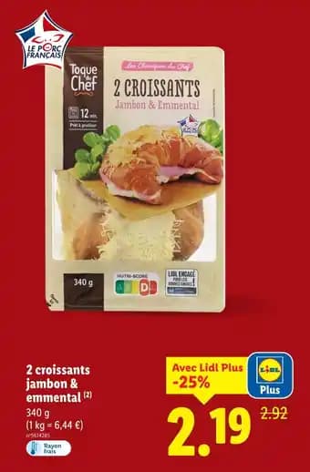 Toque du Chef 2 croissants jambon & emmental