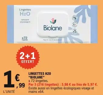 Biolane lingettes h20 72 pièces