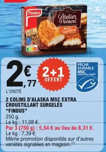 Findus 2 colins d'alaska msc extra croustillant surgelés 250 g