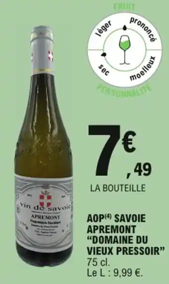 Domaine du vieux pressoir aop savoie apremont 75 cl