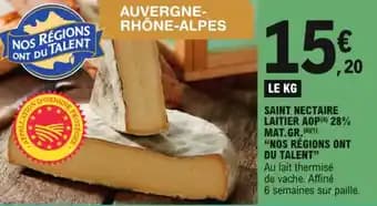Nos régions ont du talent saint nectaire laitier aop 28% mat.gr.