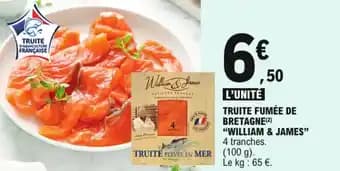 William & james truite fumée de bretagne 100 g