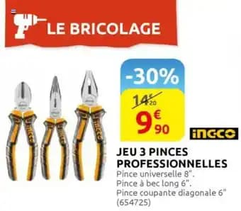 INCCO Jeu 3 pinces professionnelles