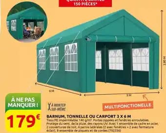 Barnum, tonnelle ou carport 3 x 6 m