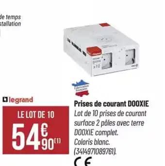 DOOXIE Prises de courant DOOXIE Lot de 10 prises de courant surface 2 pôles avec terre