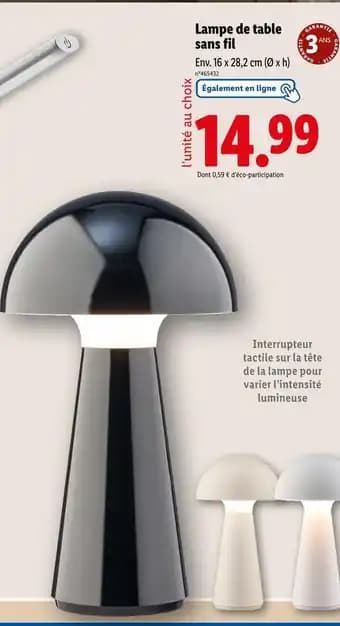 Lampe de table sans fil