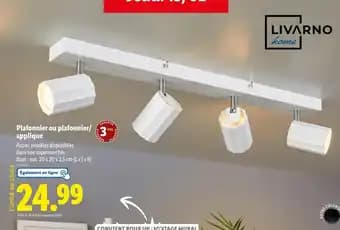 Livarno Plafonnier ou plafonnier/applique