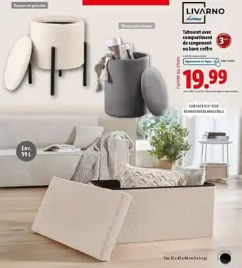 Livarno Home Tabouret avec compartiment de rangement ou banc coffre
