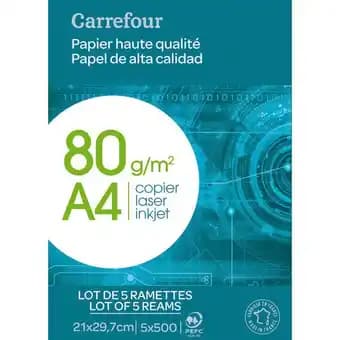 CARREFOUR Lot de 5 ramettes papier impression haute qualité