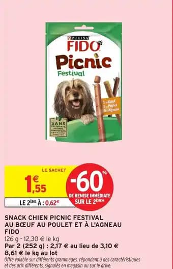 PURINA® Snack chien picnic festival au bœuf au poulet et à l'agneau fido 126 g