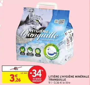 TRANQUILLE Litière l'hygiène minérale 9 l