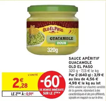 OLD EL PASO Sauce apéritif guacamole 320 g