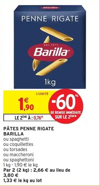 BARILLA Pâtes penne rigate 1 kg