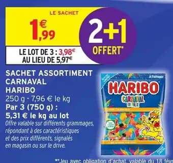 HARIBO Sachet assortiment carnaval 250 g