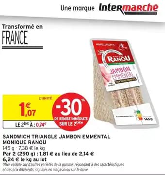 MONIQUE RANOU Sandwich triangle jambon emmental 145 g