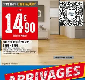 HOME LIKE Sol stratifié alma 8 mm + 2 mm