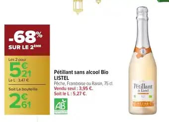 LISTEL Pétillant sans alcool Bio 75 cl