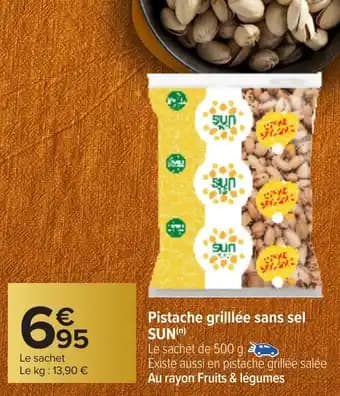SUN Pistache grilllée sans sel 500 g