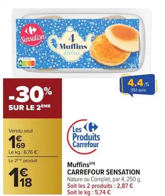CARREFOUR SENSATION Muffins 250 g