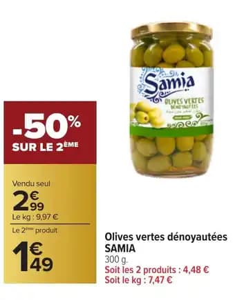 SAMIA Olives vertes dénoyautées 300 g