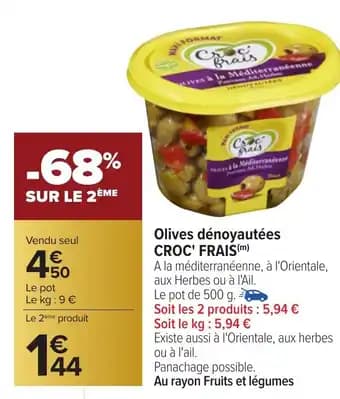 CROC' FRAIS Olives dénoyautées 500 g