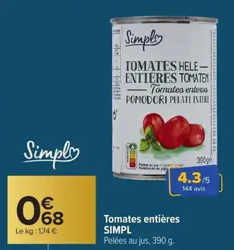 SIMPL Tomates entières 390 g