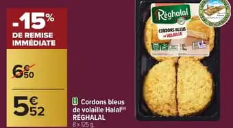 RÉGHALAL Cordons bleus de volaille Halal 125 g