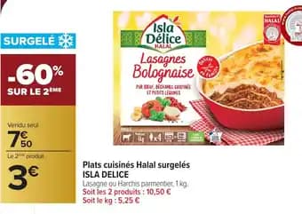 ISLA DELICE Plats cuisinés Halal surgelés 1 kg