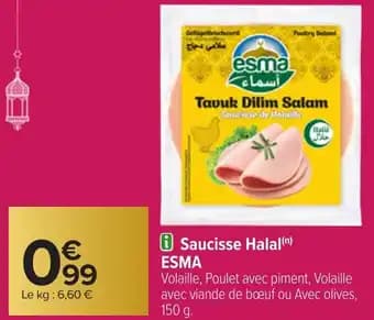 ESMA Saucisse Halal 150 g