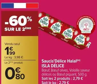 ISLA DÉLICE Saucis'Délice Halal 500 g