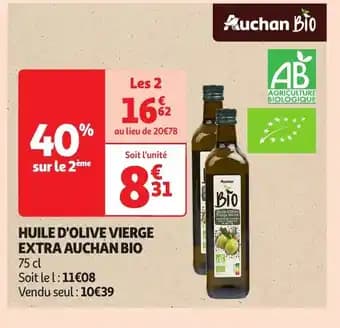 Huile d'olive vierge extra auchan bio