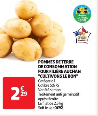 Pommes de terre de consommation four filière auchan cultivons le bon