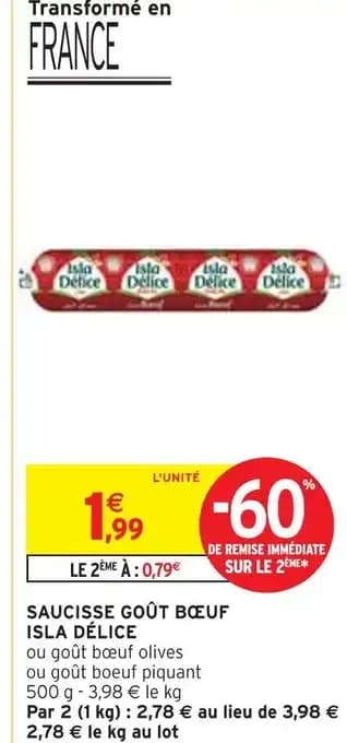 ISLA DÉLICE Saucisse goût boeuf