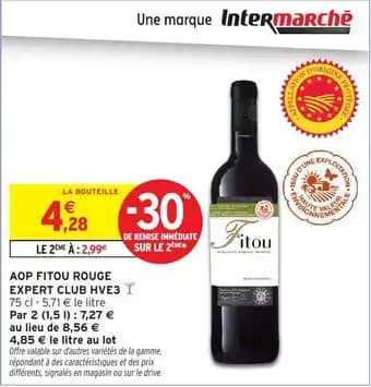 Aop fitou rouge expert club hve3 75 cl