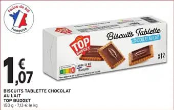 Biscuits tablette chocolat au lait top budget 150 g