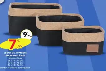 Le lot de 3 paniers rectangulaires
