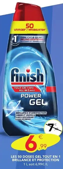 FINISH Les 50 doses gel tout en 1 brillance et protection 1 l