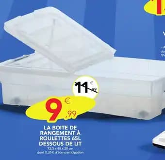 La boite de rangement à roulettes 65l dessous de lit