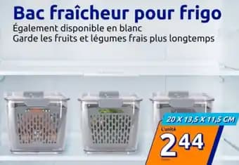 Bac fraîcheur pour frigo 20 x 13.5 x 11.5 cm