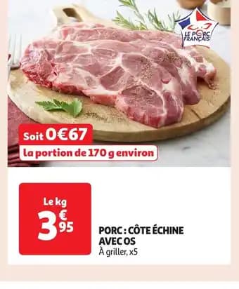 Porc: côte échine avec os 1 kg