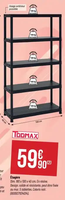 TOOMAX Étagère 180 x 100 x 40 cm