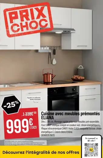 Cuisine avec meubles prémontés ELIANA 195 cm