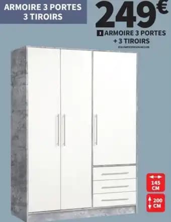 Armoire 3 portes + 3 tiroirs