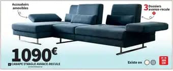 Canape d'angle avance-recule