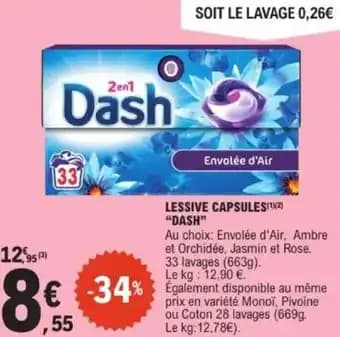 Lessive capsules dash 663 g