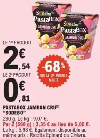 Pastabox jambon cru sodebo 280 g