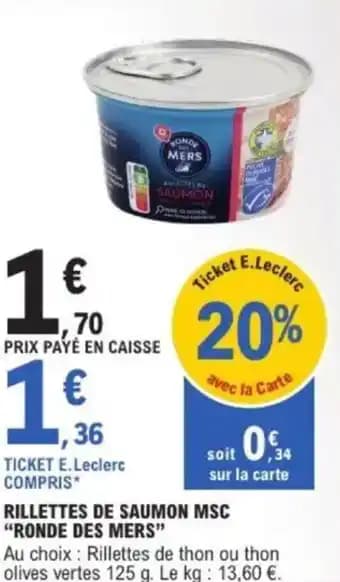 Rillettes de saumon msc ronde des mers 125 g